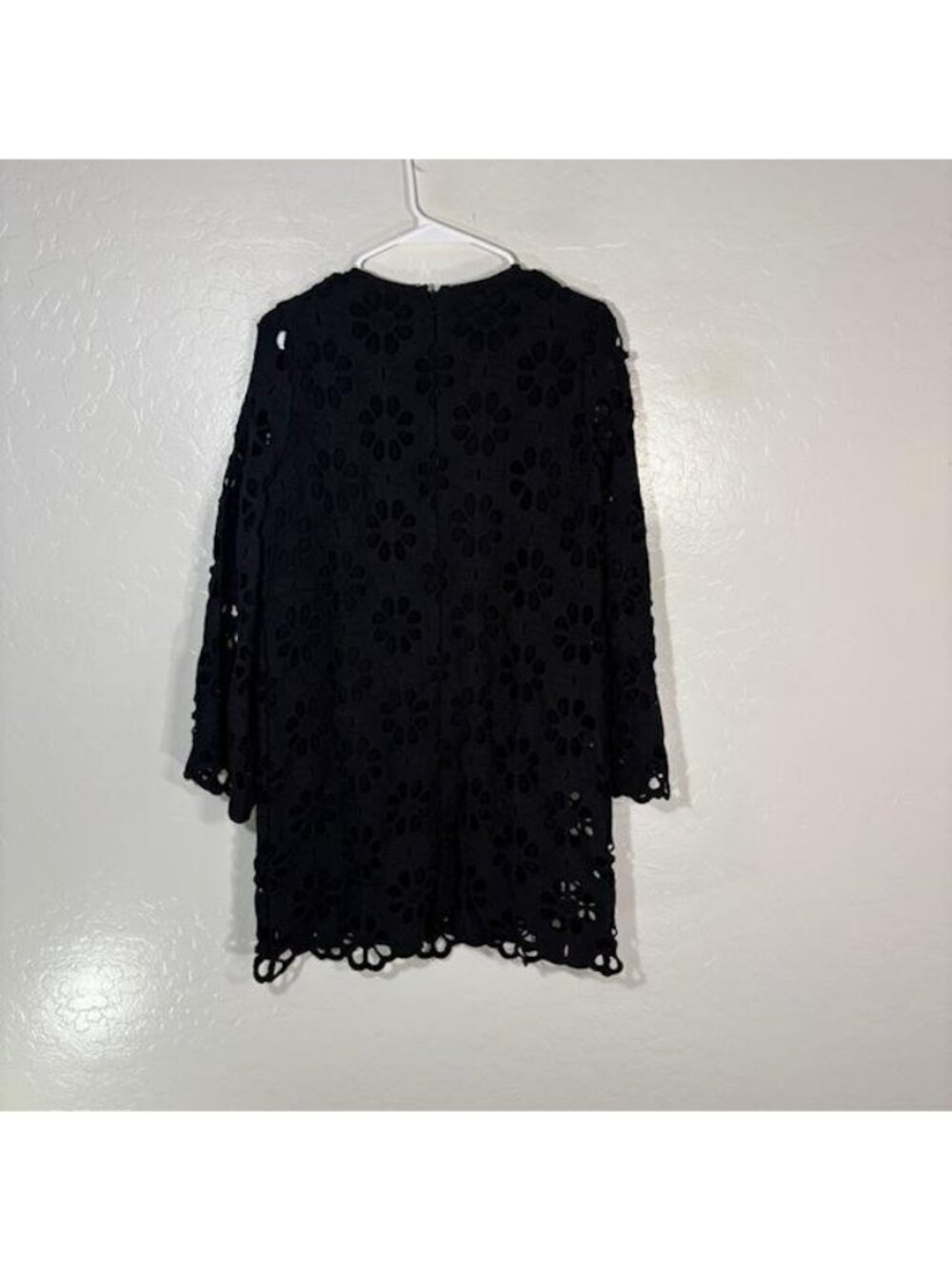 Tuckernuck Dress Womens XS Black Floral Crochet Lace Shift 3/4 Sleeve Party - Picture 6 of 8